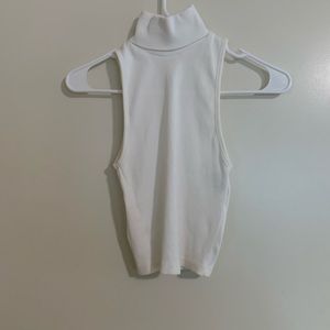 Zara S White Turtle Neck Tank Top